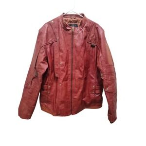 The Jacket Maker Textured Leather Moto Jacket Burnt Orange size 48.  STUNNING